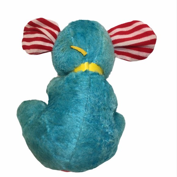 RARE Vintage Elephant Plush Blueberry Candy Stripe